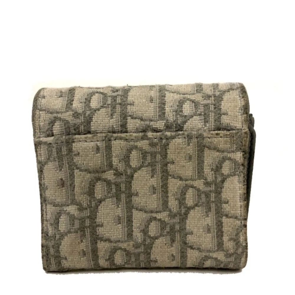 Christian Dior Saddle Trotter Oblique Canvas Leather Trifold Wallet Gray/2BH1711 - Picture 4 of 8